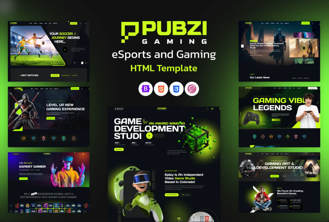 Pubzi – eSports and Gaming HTML Template