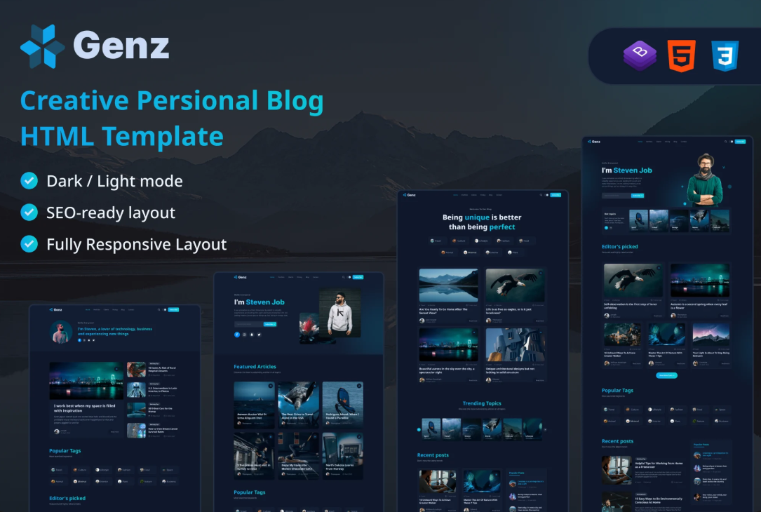 Genz - Creative Personal Blog / Portfolio HTML